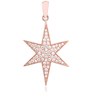 Silver Star Pendant with CZ