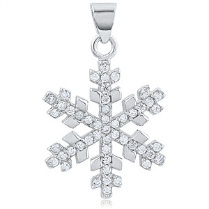 Silver Snowflake Pendant with CZ