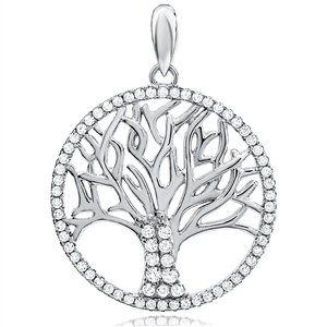 Silver Pendant Tree Of Life with CZ