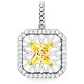 Silver Pendant With Yellow Princes Cut Stone and White CZ