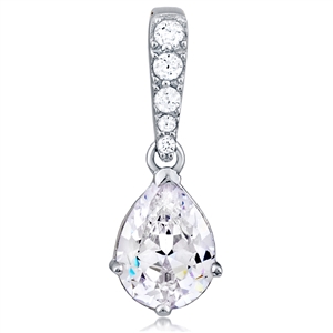 Silver Pendant Pearl Shape With CZ