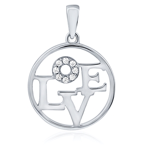 Silver Pendant Love With CZ