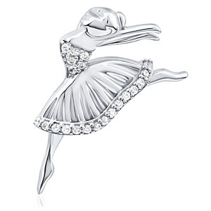 Silver Ballerina Pendant With CZ