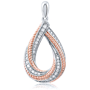 Silver Rose Gold Plated Pendant With CZ