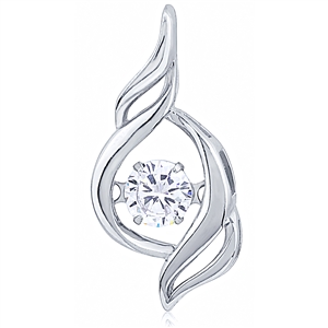 Silver Pendant With CZ Dancing Stone