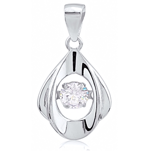 Silver Pendant With CZ Dancing Stone