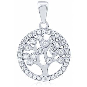 Silver Tree Of Life Pendant With CZ