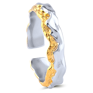 Adjustable Two-Tone Yellow Gold & Rhodium Plated Sterling Silver Ring