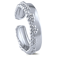 Sterling Silver Modern Beaded Adjustable Ring with Rhodium Plating