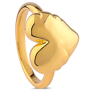 Sterling Silver Heart Ring with Yellow Gold Plating