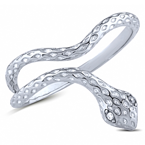 Silver Snake Adjustable Ring with CZ Stones.