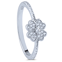 Sterling Silver Flower Style Ring with White CZ