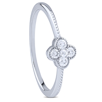 Sterling Silver Clover Style Ring with Cubic Zirconia