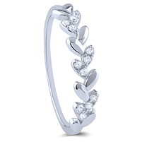 Sterling Silver Leaf Style Ring with Claw Set Cubic Zirconia