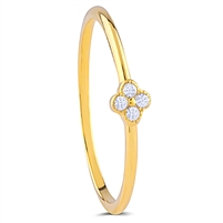 Yellow Gold Plated Sterling Silver Clover Style Ring with Cubic Zirconia