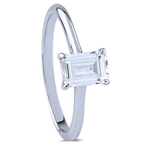 Solitaire Sterling Silver Ring with Emerald Cut Cubic Zirconia