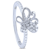 Sterling Silver Butterfly Ring with Cubic Zirconia