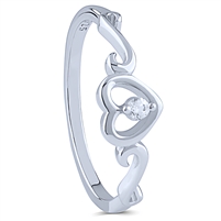 Sterling Silver Heart Ring with Solitaire Cubic Zirconia