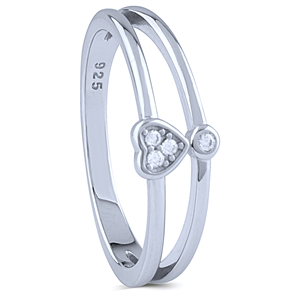 Sterling Silver Heart Ring with Cubic Zirconia