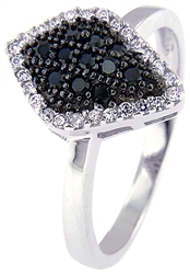 Silver Ring with Black & White Cubic Zirconia