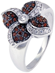 Silver Ring with Red Cubic Zirconia