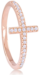 Silver Ring Side way Cross with CZ
