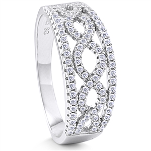 Silver Ring with Micro Set CZ