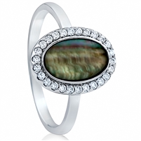 Silver Ring with Cubic Zirconia And Mother of Pearl