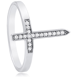 Silver Cross Ring with Cubic Zirconia