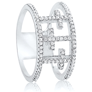 Silver Cross Ring with Cubic Zirconia