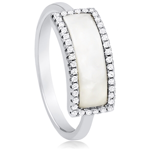 Silver Ring With Mother Of Pearl and CZ