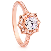 Silver Ring with Rose Gold Plated and CZ