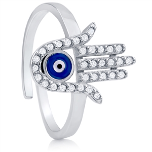 Silver Evil Eye Ring with CZ