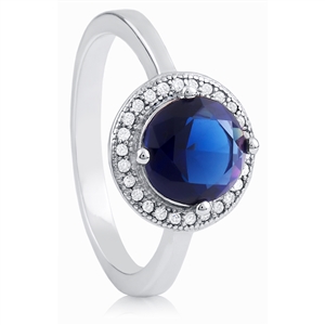 Silver Ring with Blue CZ Stone