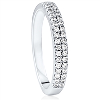 Silver Half Eternity Wedding Band Ring With CZ