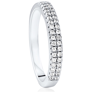 Silver Half Eternity Wedding Band Ring With CZ