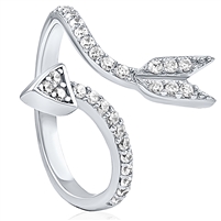 Silver Arrow Adjustable Ring with CZ
