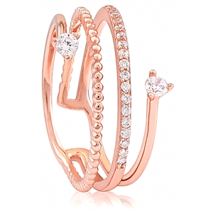 Silver Rose Gold Plated Ring with CZ