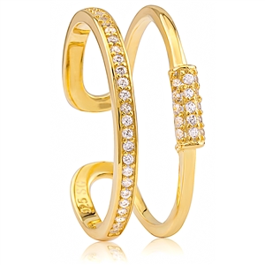 Silver Gold Plated Open Ring with CZ