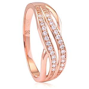 Silver Rose Gold Plated Ring with CZ