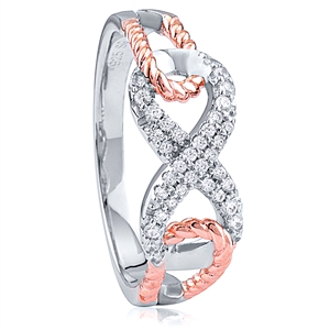 Silver Infinity Rose Gold Plated Ring with CZ
