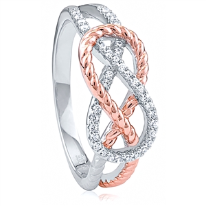 Silver Rose Gold Plated Ring with CZ