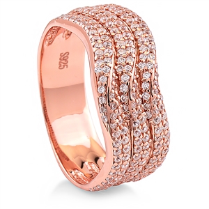 Silver Rose Gold Plated Ring with CZ