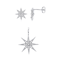 Silver Earring And Pendant Star Set with CZ