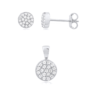 Silver Earring And Pendant Set with CZ