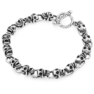 Stainless Steel Tago Clasp Bracelet - Skulls