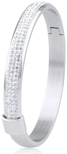 Stainless Steel Bangle with Crystals