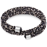 Swarovski Crystals Swarovski Crystals Double Bangle -Black and Hematite. The End Metal is Stainless Steel Rhodium Plated