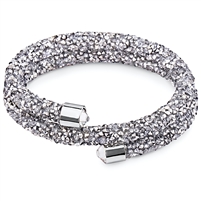 Swarovski Crystals Bangle Double Grey. The End Metal is Stainless Steel Rhodium Plated
