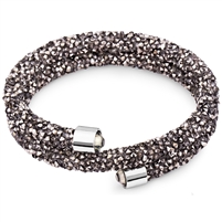 Swarovski Crystals Bangle Double Hematite. The End Metal is Stainless Steel Rhodium Plated